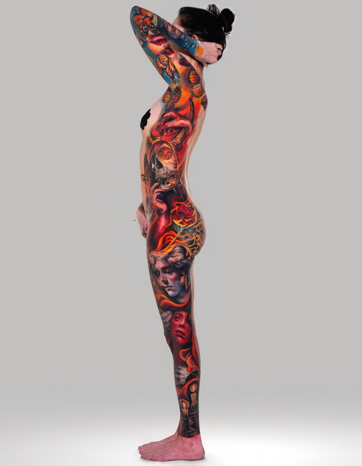 Full-body color realism composition tattoo by Tony Vilella